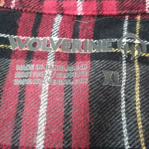 Wolverine Button Down Shirt 100% Cotton Red Long Sleeve Stripe Shirt XL - Picture 3 of 9